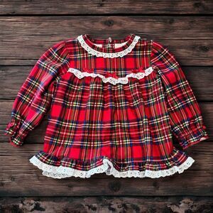 Little Me Toddler Girl Plaid Flannel Pajama Top Only Red Green Size 18 Months